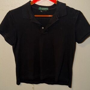Lauren Ralph Lauren Petite Black Slim-Fit Polo Shirt – Size PM